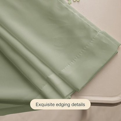 Anmao Non-See-Through Sage Green Privacy Semi Sheer Curtains for Living Room 54 Inch Length 2 Panels Set, Light Filtering That Let Light in Rod Pocket Window Drapes for Bedroom, 40W x 54L, Sage