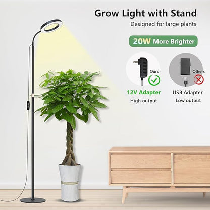 Grow Light for Indoor Plants, Full Spectrum LED Tall Plant Lights with Timer, 3 Color Modes Standing Floor Growing Lamp, 68" Height Adjustable, 10 Dimmable Levels for Large Plants