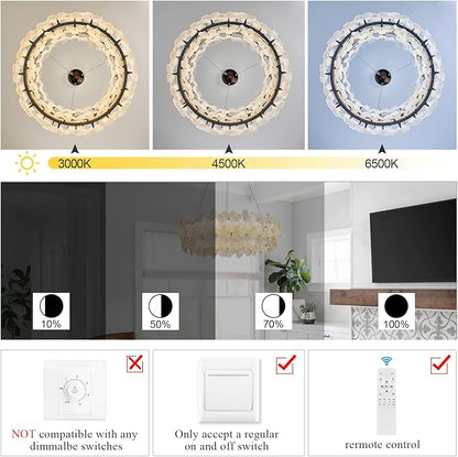 32'' Modern LED Crystal Chandelier Large Flower Light Fixture Black Dimmable 3000-6500K Contemporary Chandeliers with Remote Control Luxury for High Ceiling Foyer Living Room Bedroom Entryway