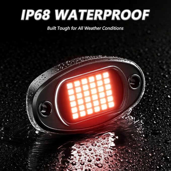 Rock Lights Ultra Bright LED Neon Underglow Lights Waterproof for Trucks Pickup SUV UTV ATV RZR Car Boats Motorcycle (Red, 20 Pods+ 33ft Wire Harness)