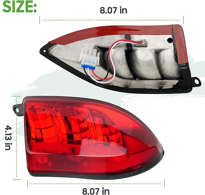 10L0L Golf Cart LED Tail Lights for Club Car Precedent 2004-Up and Tempo 2018-Up, Driver and Passenger Side Rear Lights 12V with 3 Pin Molex Quick Connector Wire Harness