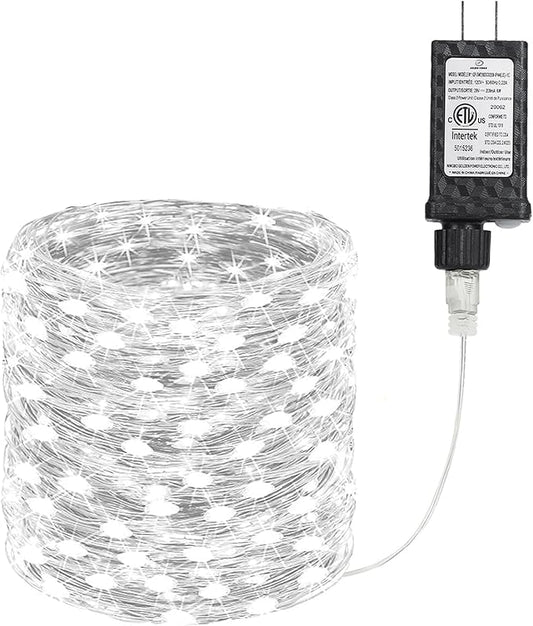 Joomer Fairy String Lights 66FT 200 LEDs Plug in Fairy Lights Indoor Copper Wire String Light DIY for Bedroom, Parties, Wedding, Christmas, Outdoor, Indoor Decoration (White, Non-Connectable)