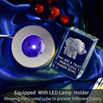 Elephant Gifts for Women, Friendship Gifts for Women Best Friends Sisters, Birthday Gift, 3D Elephants Decor Crystal Figurine Night Light