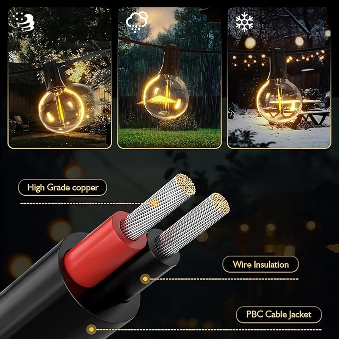 Outdoor String Lights 100ft LED Hanging Globe Patio Lights with G40 Shatterproof Bulbs(34+3 Bulbs), Spring Easter Gift for Men Women Waterproof Connectable Hanging Light Outdoor Decor Garden Backyard