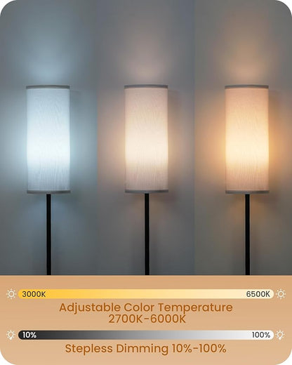 Dimmable Floor Lamp for Living Room with Remote and Foot Switch, Corner Floor Lamp, Modern Standing Tall Lamp, 10W 900LM LED Bulb Included, 3000K-6500K, Linen Shade, Weighted, FCC Listed CW06LD05W1