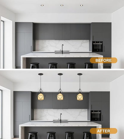 Recessed to Pendant Light Converter Kit - 6 Inch Can Light Conversion, Includes E26 Socket, Mounting Bracket, Round Ceiling Plate & 3D Black Cover