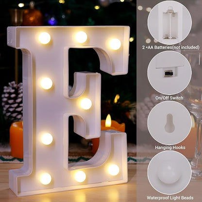 LED Marquee Sign Light Up Letters, Alphabet Light Up Letters Sign, Battery Powered LED Letter Lights for Night Light, Wedding, Birthday, Party, Christmas or Home Decor (Letter E)