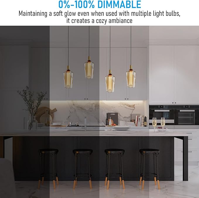 ESCENA Craftsmanship Series LED Decorative Light Bulb, Wine Bottle Style Vintage Edison Bulb Dimmable 3.5W, E26, Unique Virtual Filament Vintage Light Bulbs, Amber Glass, 2000K Soft Warm, UL Listed