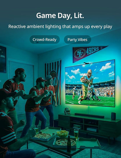 Ailofy TV Backlight with Camera for 55-65" TVs, 12.5ft LED Strip Lights, Real-Time Full-Screen Sync for Movies, Gaming & Music, Smart Bias Lighting, Works with Alexa & Google Assistant, App Control
