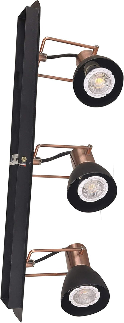 Track Lighting 20" Plug-in 3 Light, 3 Way Ceiling Spotlights 3 GU10 Dimmable LED Bulbs, Flexibly Rotatable Light Head for Kitchen, Living Room, Bedroom