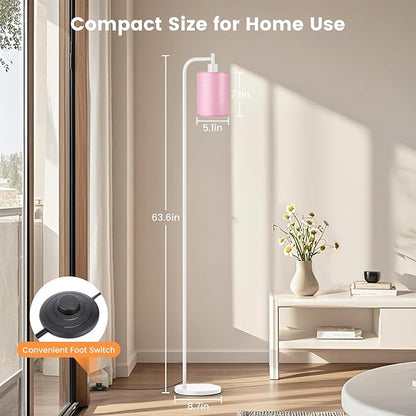 SIBRILLE Floor Lamp with Linen Shade, Dimmable Tall Standing Lamp with Remote Control & 3 Color Temperatures, Modern Floor Lamps for Living Room Bedroom Office Corner, 9W LED Bulb Included