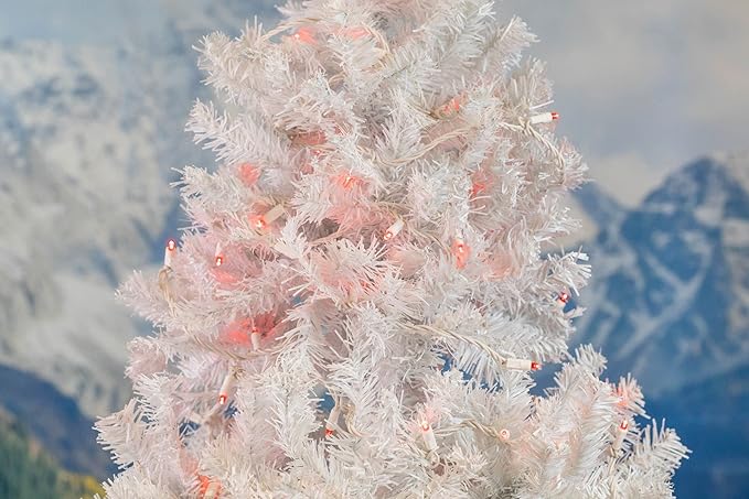Novelty Lights 25ft Christmas String Lights, 50 Red LED Bulbs on White Wire, 6" Spacing, Connectable Indoor Outdoor Commercial Grade Lighting for Holidays Patio Weddings