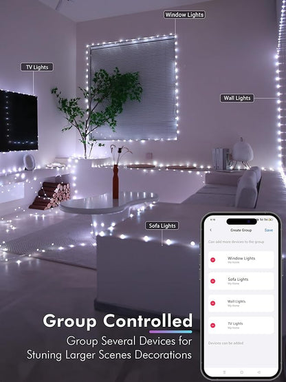 BrizLabs Smart Christmas Fairy Lights, 98ft 300 LED WiFi Christmas Fairy Lights Work with Alexa & Google Home, Rainbow Xmas Light Dimmable Xmas Decorative Lighting Music Sync for Home Holiday Party