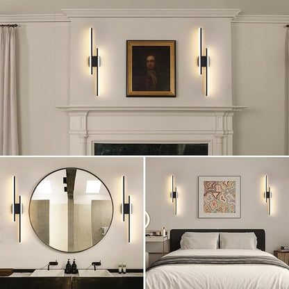 Modern Battery Operated Wall Sconce Set of 2,Dimmable Rechargeable Indoor Led Wall Sconce Lighting,Black Wireless Wall Lamps with Remote Control for Living Room Bedroom Bathroom Hallway