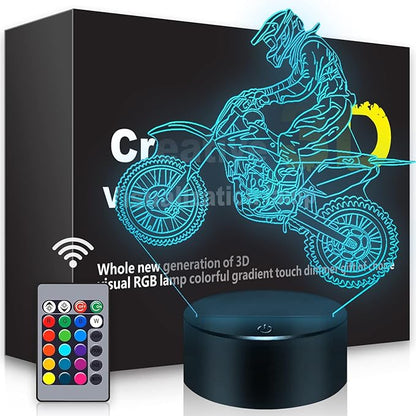 BASSI Dirt Bike Gift 3D Night Light, 16 Colors Changes Remote Control Motorcycle Lamp, LED Dirtbike Decor Toys for Boys Girls Room Birthday Xmas for Kids…