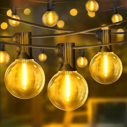LAMPHOME 2PACK Yellow Outdoor String Lights, 26FT 13 G40 Gold Shatterproof Patio Lights, IP65 Waterproof Dimmable Connectable Globe LED Hanging Lights for Backyard, Bistro, Porch, Deck, Balcony