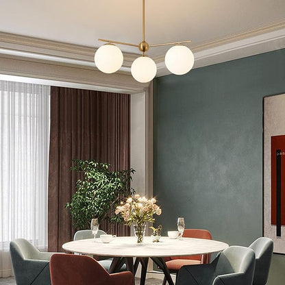 Mid Century Modern Globe Pendant Light 3 Light Gold Globe Sputnik Chandeliers Ceiling Mount Milk White Glass Ball Chandelier Light Fixture Brushed Brass Chandelier Light Fixture