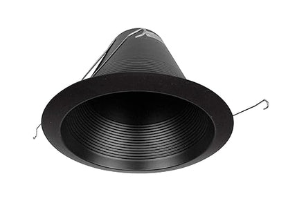 NICOR Lighting 6 inch Black Airtight Recessed Cone Baffle Trim, Fits 6 inch Housings (17550ABK)
