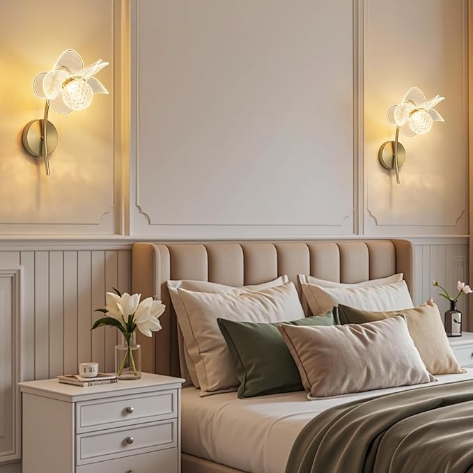 Gold Wall Sconces, Hardwired Indoor Wall Lights for Living Room, Modern LED Sconces Wall Lighting with 3 Color Adjustable, Wall Mounted Lamp for Bedrooms, Bathroom, Hallways, 3000K-6000K