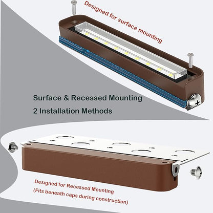 rosykite 7 Inch LED Retaining Wall Lights 4-Pack, 5W Hardscape Step Lights, 5CCT 2200K-5000K Tunable White, 12-24V Low Voltage Outdoor Paver Lights, ETL Listed Brown Landscape Lights for Stairs, Deck