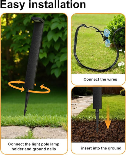 Low Voltage Landscape Lights, 2 Pack Outdoor LED Pathway Light, Wired Path Lighting for Walkway, Garden, IP65 Waterproof, 150LM, 4000K, Modern Cast-Aluminum, Black