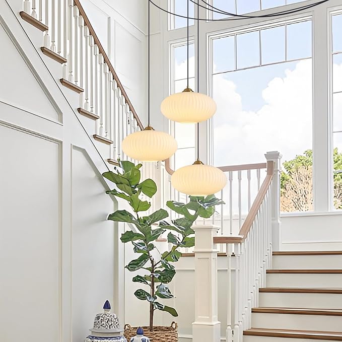 Antique Brass Pendant Lighting Bedroom Plug in Ceiling Light Gold and White Pendant Lights Kitchen Island Large Plug in Chandelier Modern Glass Hanging Lamp