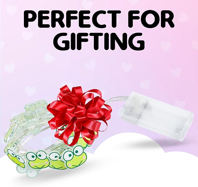 Silver Buffalo Sanrio Hello Kitty and Friends Keroppi 20ct Decorative String Lights, 7 Feet Long, Battery Powered (2 AA Batteries Included), Cool White LED, Indoor Use Only