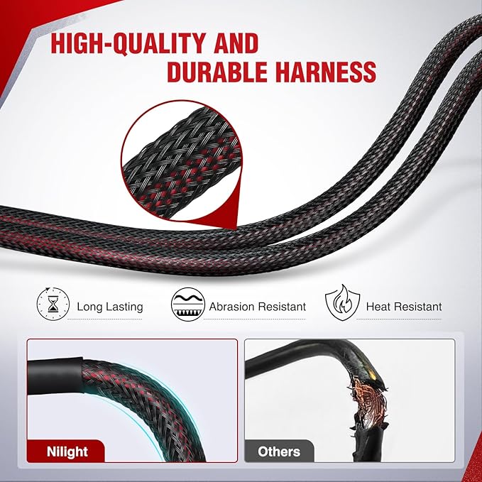 Nilight Wiring Harness Kit Nylon 12 AWG 2 Leads 12V 5Pin Rocker Switch Laser On Off Power Relay Blade Fuse for LED Light Bar Off Road Lights on Cars Jeep Boat Trucks