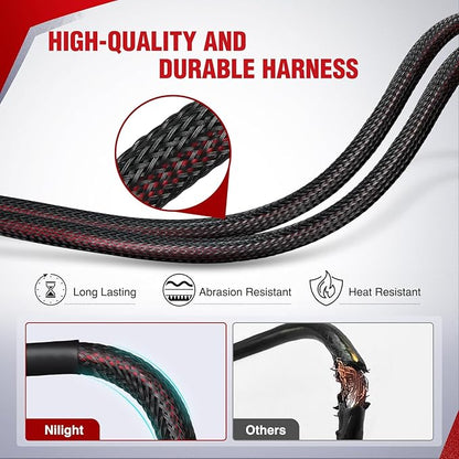 Nilight Wiring Harness Kit Nylon 12 AWG 1 Lead 12V 5Pin Rocker Switch Laser On Off Power Relay Blade Fuse for LED Light Bar Off Road Lights on Cars Jeep Boat Trucks