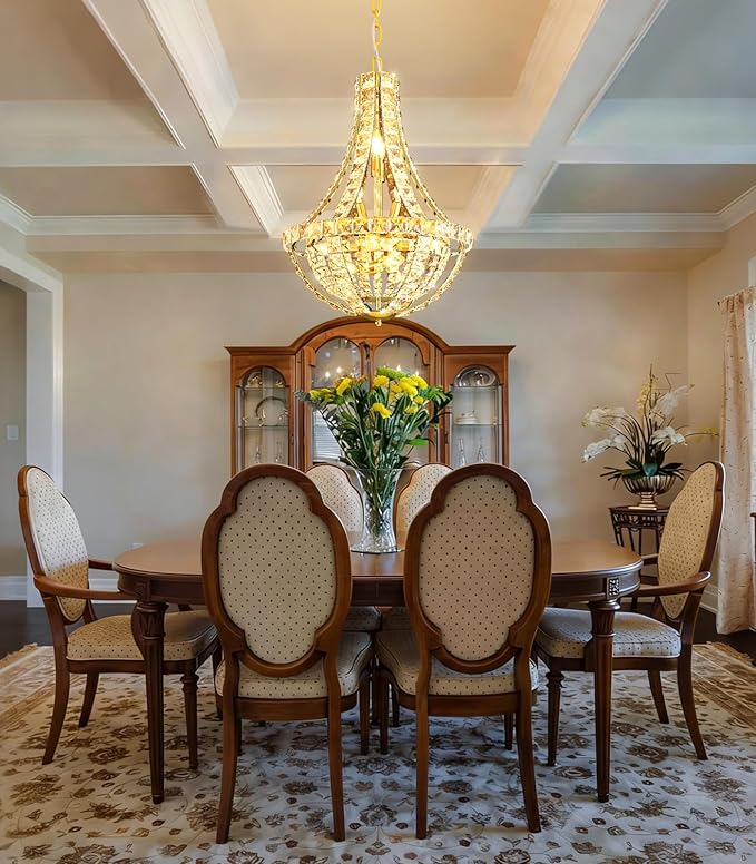 Glam Crystal Chandelier Empire Chandeliers with K9 Crystal Luxury Light Fixture for Dining Room Living Room Bedroom Entryway Gold Lighting