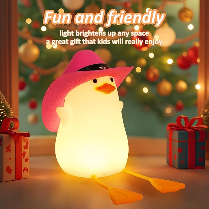 Anywin Cute Benson Ducks Night Light, Squishy Touch Silicone Animal Nursery Bedside Lamp, Dimmer & Rechargeable, Birthday Gift for Boys, Girls, Teens (Pink Duck)