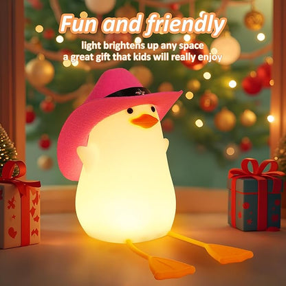 Anywin Cute Benson Ducks Night Light, Squishy Touch Silicone Animal Nursery Bedside Lamp, Dimmer & Rechargeable, Birthday Gift for Boys, Girls, Teens (Pink Duck)