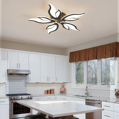 Modern Ceiling Light Fixture, 3000K-6000K Dimmable Flush Mount Ceiling Light, 45W Acrylic Black LED Ceiling Lights for Living Room, Bedroom, Dining Room,23.6In