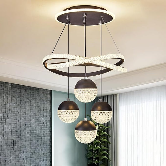 Modern LED Chandeliers, Dimmable 3-Color Kitchen Island Pendant Light for Dining Room, Bedroom, Living Room, Contemporary Hanging Ceiling Light, Linear Island Lamp ﻿
