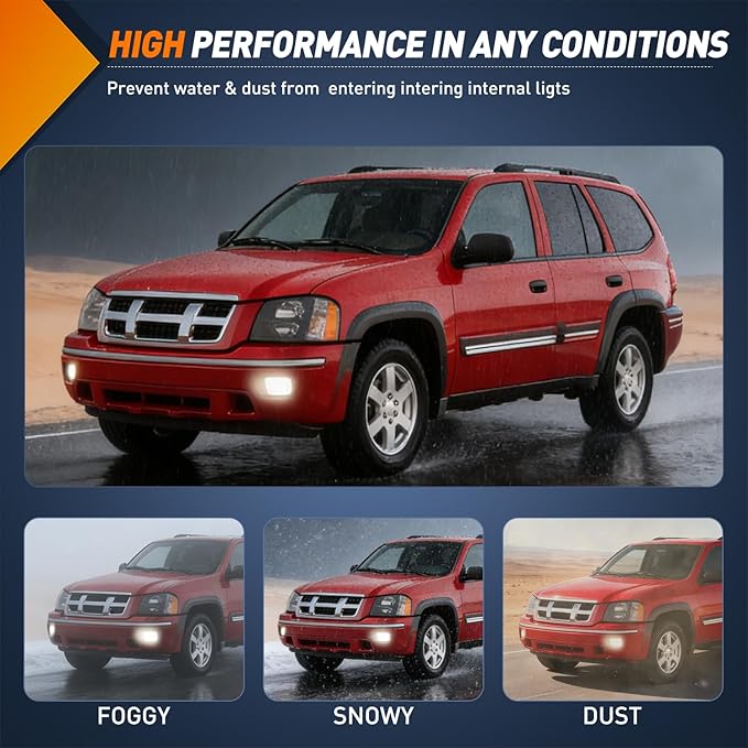 Nilight Fog Lights Assembly Compatible with 2002 2003 2004 2005 2006 2007 2008 2009 Chevy Trailblazer 2003-2008 Isuzu Ascender Bumper Lights w/12V 27W Bulbs (NOT Fit 2007-2009 TRAILBLAZER SS Models)