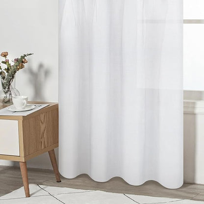 FRAMICS Farmhouse Cotton Linen Curtains for Living Room, Boho Button Curtains 63 Inch Length, Grey Rustic Country Linen Window Curtains for Bedroom, Rod Pocket Curtains & Drapes, 52 x 63 Inch, Grey