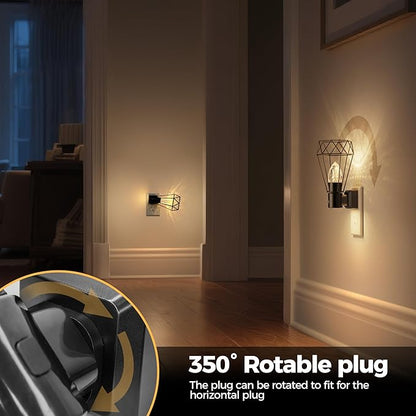 DORESshop Led Night Light, Night Lights Plug into Wall, Dusk to Dawn Sensor, 0-100LM Adjustable Brightness, 3000K Soft White, Farmhouse Vintage Nightlight for Bedroom, Bathroom, Hallway, 2 Packs