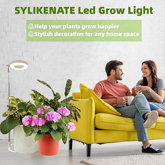 LED Grow Light for Indoor Plants, Full Spectrum led Grow Light,Mini Halo Grow Lights for Small Plants,Height Adjustable Growing Lamp,3 Modes,3/9/12h Automatic Timer,10 Dimmable Brightness