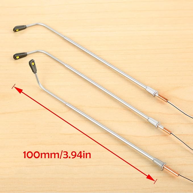 Yetaha 20Pcs Model Railway Train Model Street Lights, LED Dual Lampposts, HO OO Scale, Dual Heads Gauge Model Street Light Layout, LEDs Light 3V Train Scenery Miniature Accessories