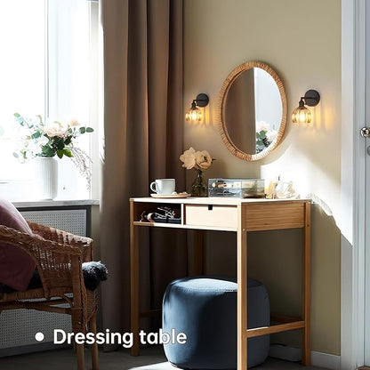 Shenmoyl Vintage Wall Sconce with Amber Tulip Glass Lampshade 180 Degree Adjustable Black Sconce Hradwired Modern Wall Lighting Fixture with Switch for Bedside Bedroom Doorway