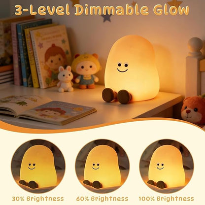 Potato Night Light, Cute Night Lamp for Kids Bedroom, Silicone Night Light with Rechargeable Lamps 3 Brightness Levels, Touch Bedside Lamp with 7 Color Dimming Decor Gift for Toddler Boy Girl (Potato)
