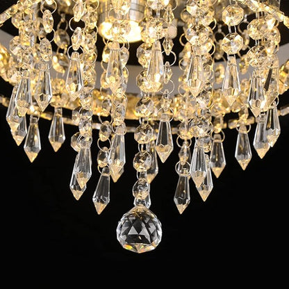 Deckrico Modern K9 Crystal Chandelier 3 LED Lights Stainless Steel Pendant Lamp Flush Mount Light Fixtures for Dining Room Bathroom Bedroom Living Room (Warm White)