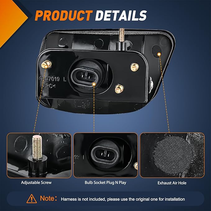 Nilight Fog Lights Assembly Compatible with 2002 2003 2004 2005 2006 2007 2008 2009 Chevy Trailblazer 2003-2008 Isuzu Ascender Bumper Lights w/12V 27W Bulbs (NOT Fit 2007-2009 TRAILBLAZER SS Models)