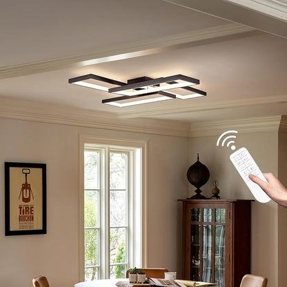 Shine LUEST Modern LED Ceiling Lights for Bedroom 26" Dimmable Square Ceiling Lights for Living Room with Remote Control Black Bedroom Light Fixture for Kitchen,Bathroom,Balcony