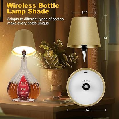 2026 New Wireless Bottle Lamp,LED Bottle Lights for Liquor & Wine Bottles,Bottle Light with Dimmable(Gold,2pcs)