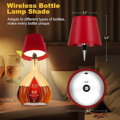Wireless Bottle Lamp, 2026 New 3 Color Rechargeable Wine Bottle Lights for Bars Restaurants (Wine red, 1PC)
