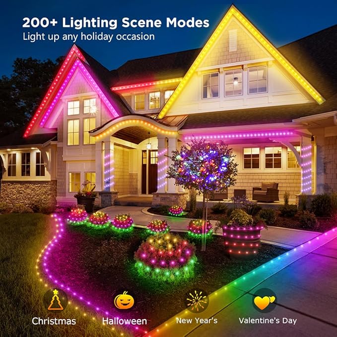 65ft Color Changing Christmas String Lights, 200 LED Twinkle Fairy Lights String Waterproof, 200+ Scene Modes, Smart App & Remote for Indoor Outdoor Christmas Tree Party Bedroom Patio Decor