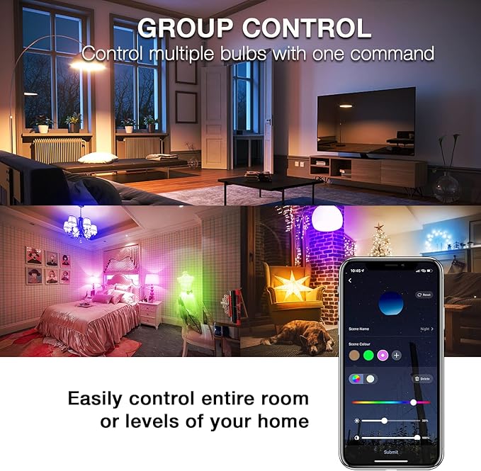 DAYBETTER Smart Light Bulbs, Alexa Light Bulb, WiFi Light Bulbs, RGBCW Color Changing Light Bulb A19 9W 800LM, Smart Bulbs That Work with Alexa & Google Assistant, Music Sync, No Hub Required, 12 Pack
