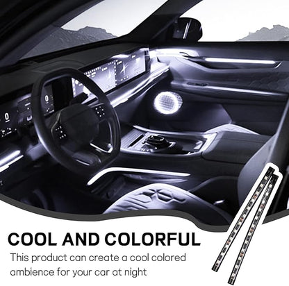 Car LED Strip Light, 12V 24 LED Interior Atmosphere Lights Under Dash Ambient Night Light, Universal Auto Interior Decorative Lamp with USB Port, Truck SUV Car Accessories (White, USB)