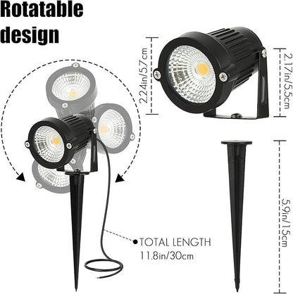 LED Landscape Spotlights Low Voltage 5W 12V 24V Garden Pathway Lights Waterproof IP66 Warm White Walls Trees Flags Outdoor Landscape Lights with Stakes